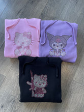 Load image into Gallery viewer, STONER KUROMI PURPLE RHINESTONE HOODIE