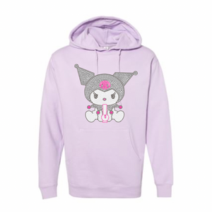 STONER KUROMI PURPLE RHINESTONE HOODIE